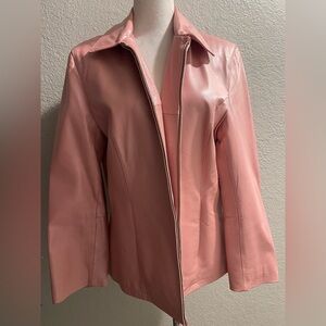 Oscar Piel Pink Lambskin Leather Jacket Women’s Size 40 Soft Nappa Leather
